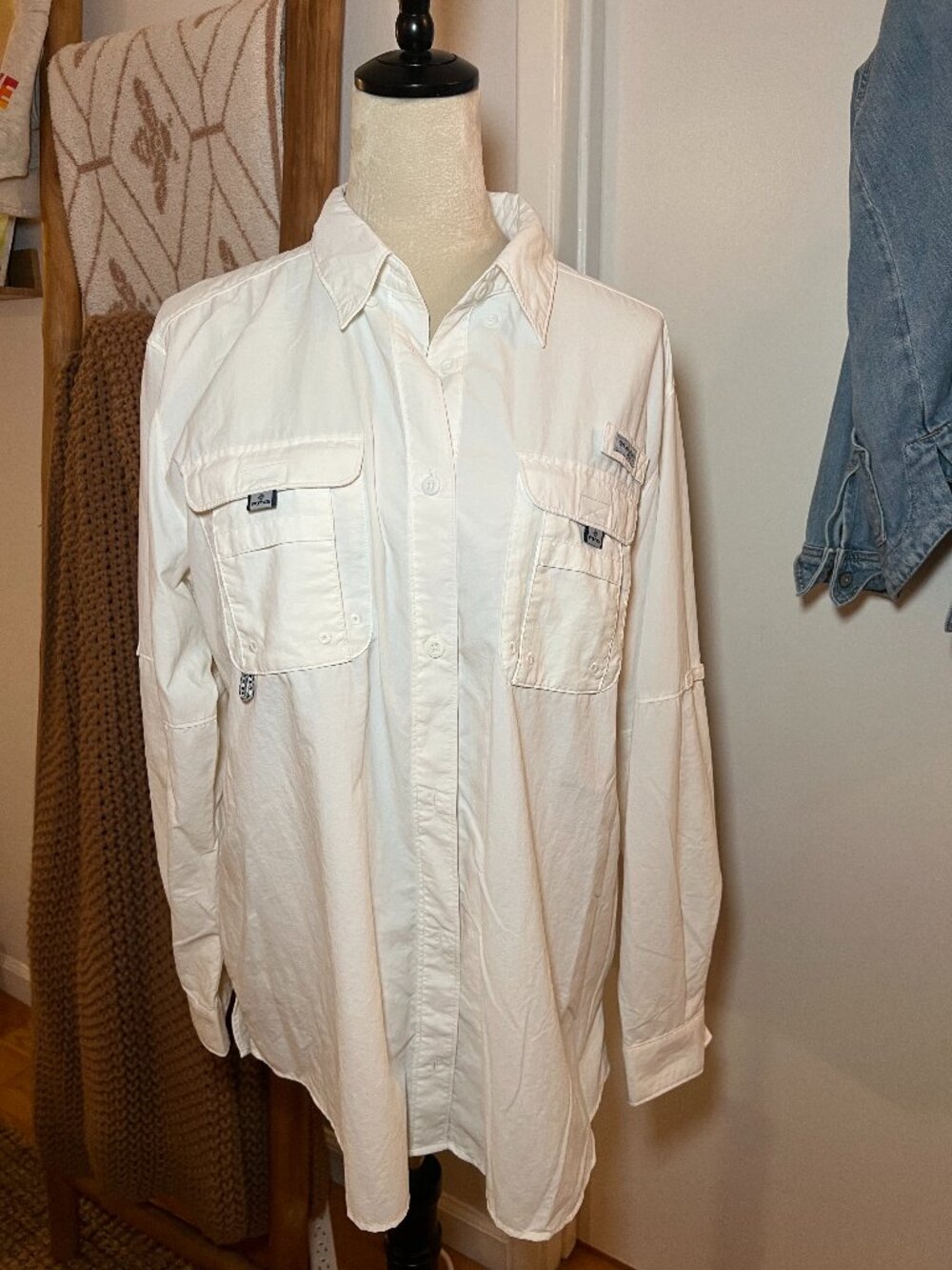 NWOT Columbia PFG Vented Fishing Shirt — White, Size XL